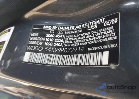 2009 Mercedes-Benz C 300 Luxury/Sport from USA, damaged, VIN WDDGF54X99R072914